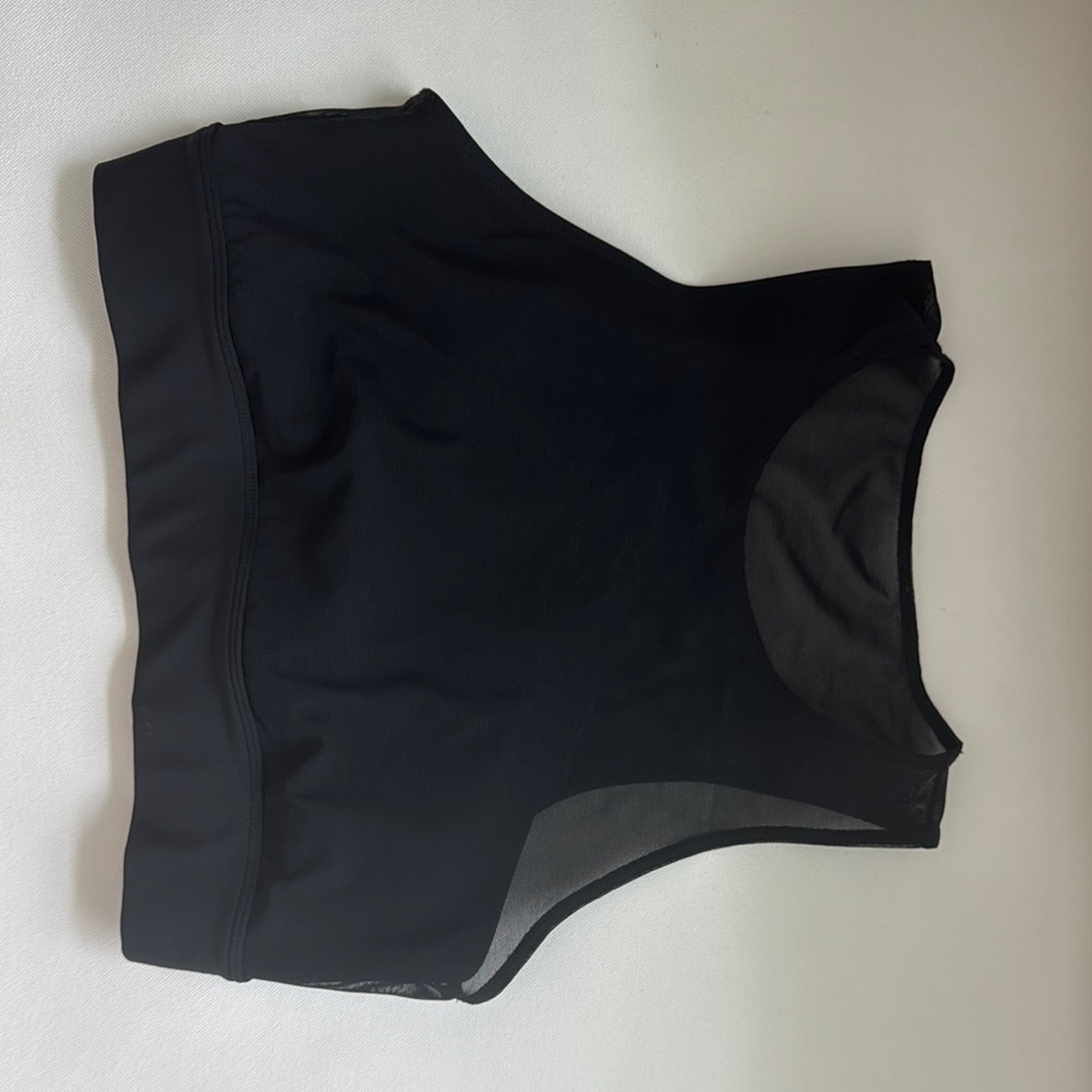 ALO Yoga Black Performance Sports Bra 1 shoulder mesh